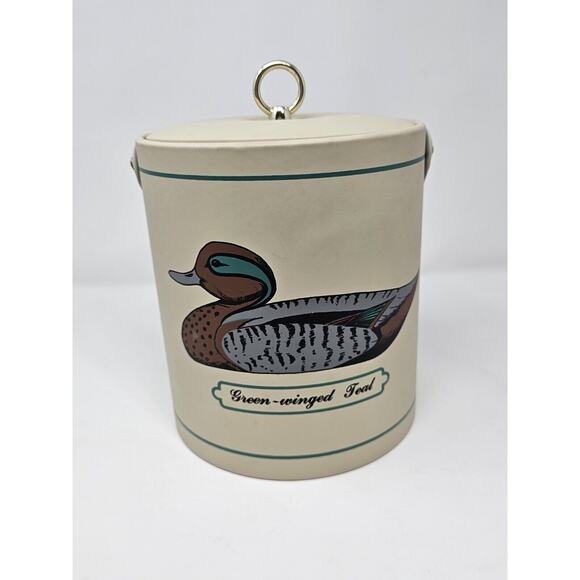 Vtg Georges Briard MCM Ice Bucket Green Winged Teal Duck Mallard Hunting Barware - Picture 1 of 10